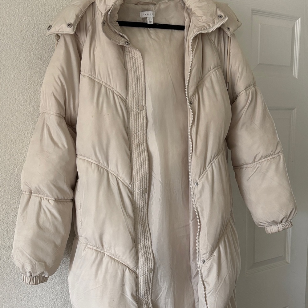 Topshop Light Tan Quilted Puffer Jacket